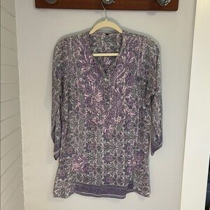 Silk Embroidered Floral Purple Women's Top